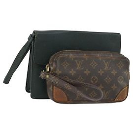 LOUIS VUITTON Clutch Monogram Taiga 2 Set LV Auth 158725