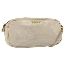 Borsa a Spalla Miu Miu in Pelle Beige Chiaro Dorato Auth ka871