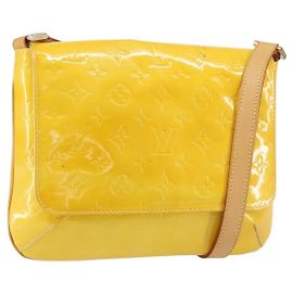 LOUIS VUITTON Borsa Thompson Street Monogram Vernis Giallo Lime M91071 Auth gh1370