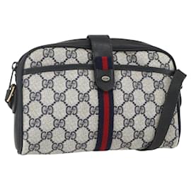 Borsa a Spalla Gucci GG Supreme Sherry Line PVC Blu Navy Oro 89 02 055 Auth am9980