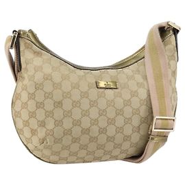 Borsa a Spalla Gucci GG Canvas Sherry Line Beige Oro 181092 Auth mr1685