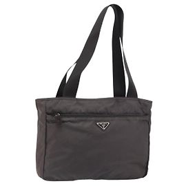 PRADA Tote Bag Nylon Gray Silver Auth mr1678
