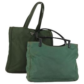 PRADA Nylon Tote Bag 2 Set Khaki Auth 151450