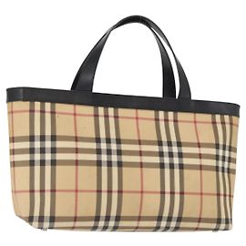 Borsa a mano in PVC beige con motivo Nova Check di BURBERRY Auth BA8803