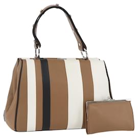 PRADA Borsa a Spalla Baiadera Pelle Marrone Argento Auth 158889SAV