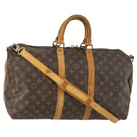 LOUIS VUITTON Monogram Keepall Bandouliere 45 Boston Tasche M41418 LV Auth 155169