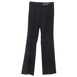 Pantalones rectos de lana negra con cierre Horsebit de Gucci