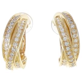 Cartier 18K Yellow Gold Half Hoop Earrings with Diamonds