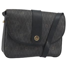 Borsa a Spalla in Tela Honeycomb Christian Dior PVC Nero Oro Auth 156324