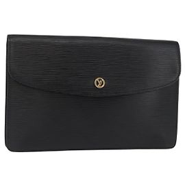 LOUIS VUITTON Clutch Epi Montaigne 27 Nero M52652 LV Auth ep12214