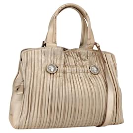 Bulgari Borsa a mano in pelle BVLGARI 2 in 1 oro Auth ka881