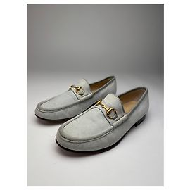 Mocassini in suede vintage Gucci con morsetto blu chiaro 36,5C
