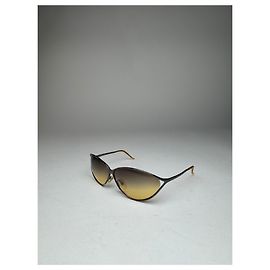 Gafas de sol vintage Dior de metal amarillo plateado