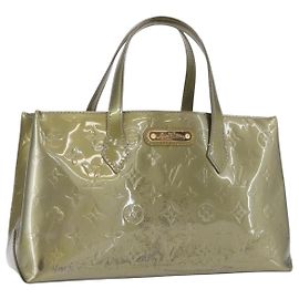 LOUIS VUITTON Borsa Wilshire PM Monogram Vernis Grigio Art Deco M91627 Auth 156778