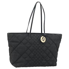 Borsa tote in tela Zucca FENDI nera Auth ep12388