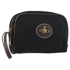 Pochette in tela nera Vivienne Westwood Auth am9986