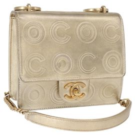 Borsa a Spalla CHANEL in Pelle di Agnello con Catena, CC Dorato, Auth 157390SAV