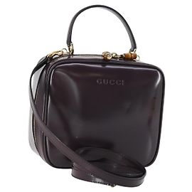 Borsa a mano GUCCI Bamboo Smalto 2 vie Viola Oro 000 270 0323 Auth 155063