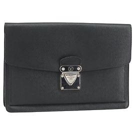 LOUIS VUITTON Clutch Taiga Belair Ardoise M32592 LV Auth ep12406