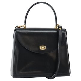 BALLY Borsa a mano in pelle 2 vie Nero Oro Auth 159743