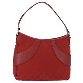 Borsa a Spalla GG Canvas Gucci Rossa Argento 113012 Auth 156421