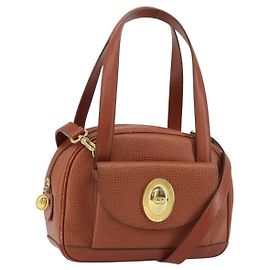 Borsa a mano Christian Dior in pelle 2 in 1 marrone oro Auth ep12219