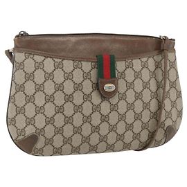 Borsa Sherry Line GG Supreme Web di GUCCI in PVC Beige e Oro 904 02 026 Auth ka846