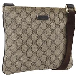Gucci Borsa a Spalla GG Supreme PVC Beige Oro 201538 Auth 159774