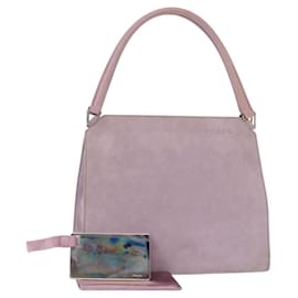 PRADA Borsa a Mano Camoscio Viola Argento Auth gh1452