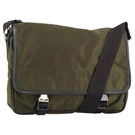 Borsa a Spalla PRADA in Nylon Khaki Argento Autentica ka810