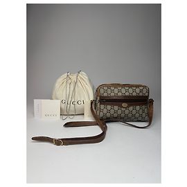 Vintage Gucci Plus Ophidia Monogram Schulter- / Crossbody-Tasche Braun Grau