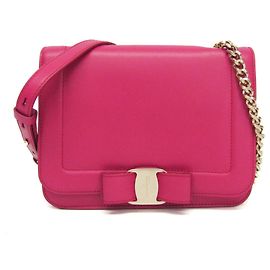 Bolsa de ombro de couro feminina Salvatore Ferragamo Vara Ribbon New Bianco FZ-21 G 877