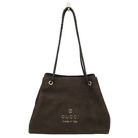 Borsa tote in pelle nubuck marrone scuro Gucci