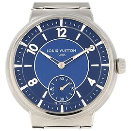 Relógio automático em aço azul Louis Vuitton Tambour