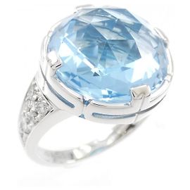 Bulgari Bvlgari Parentesi Cocktail 750 Weißgold Blaue Topas Diamant Ring Größe 8