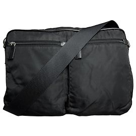 Borsa a tracolla per laptop in nylon Saffiano Tessuto con logo triangolare Prada