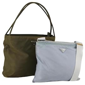 PRADA Borsa a Mano Nylon 2 Set Verde Azzurro Chiaro Auth am9845