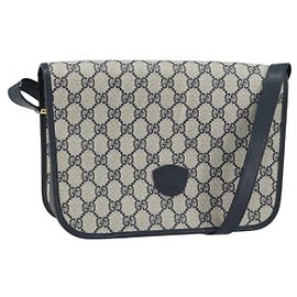 GUCCI GG Supreme Shoulder Bag PVC Navy Gold 001 116 0847 Auth ep12430
