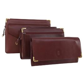 Borsa a tracolla CARTIER in pelle 3 pezzi Bordeaux Auth 151788