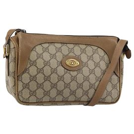 Gucci Borsa a Spalla GG Supreme in PVC Pelle Beige Oro Auth 156786