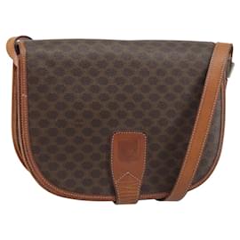 Céline Borsa a Spalla in Tela Macadam CELINE in Pelle PVC Marrone Oro Auth ki6244