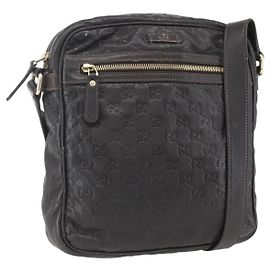 GUCCI Borsa a Spalla in Tela Guccissima GG Pelle Marrone Oro 201448 Auth ka814