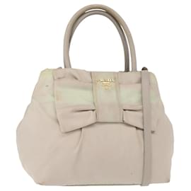 PRADA Borsa a Mano Nylon 2 vie Oro Verde Chiaro Auth 153682