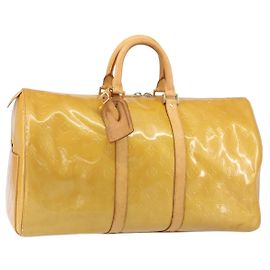 LOUIS VUITTON Borsa Boston Mercer Monogram Vernis Beige M91000 LV Auth 156517