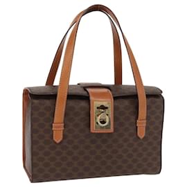 Céline Borsa a mano in tela Macadam CELINE in pelle PVC marrone oro Auth 156445