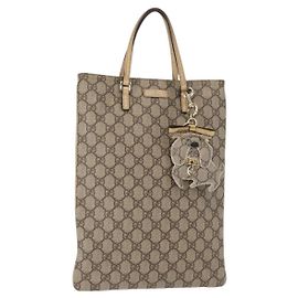 Borsa a mano GG Supreme in PVC beige e argento di GUCCI 117551 Auth gh1449