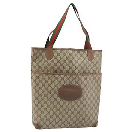 Borsa Gucci GG Supreme Web Sherry Line in PVC Beige Rosso 002 983 0054 Auth ep12384
