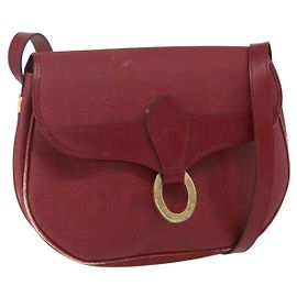Borsa a spalla in tela Trotter Christian Dior PVC rosso oro Auth 159963