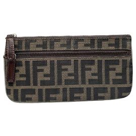 Vintage Fendi Monogram Card Holder / Clutch Brown