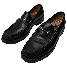 Mocassini in pelle Horsebit da uomo Gucci vintage neri 42,5
